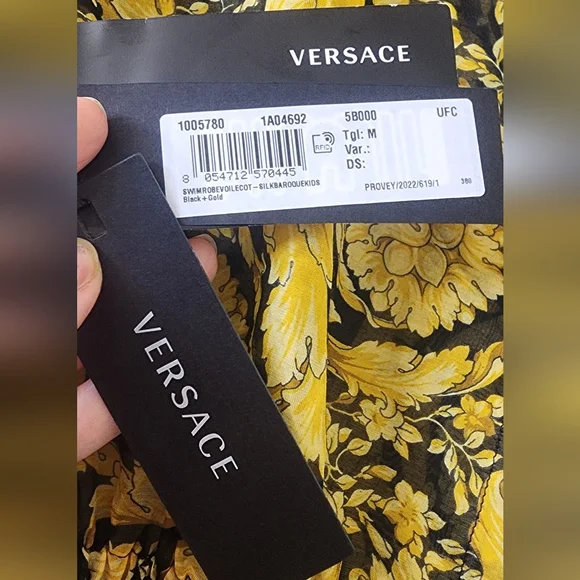 Authentic Gianni Versace Elegant Black and Gold Women's Top, Size
